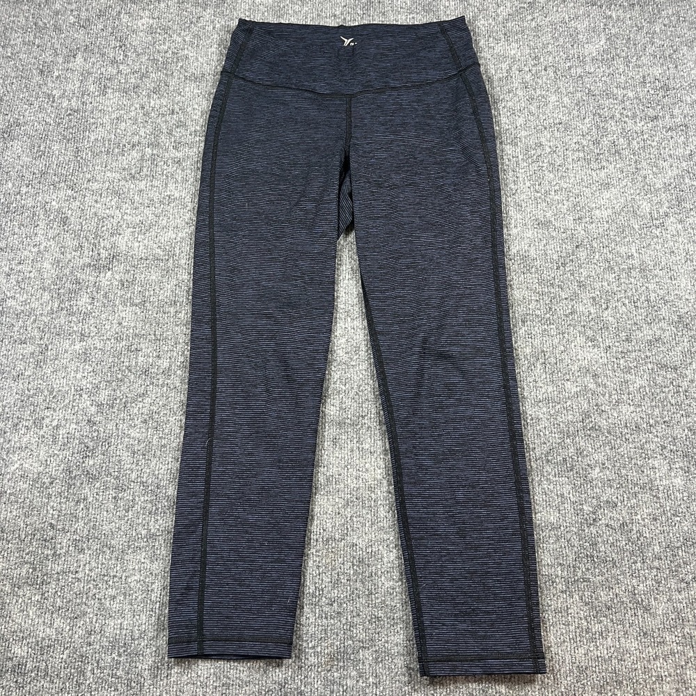 Old Navy Active Go Dry Cropped Leggings Womens Small Blue Micro-Stripe Stretch